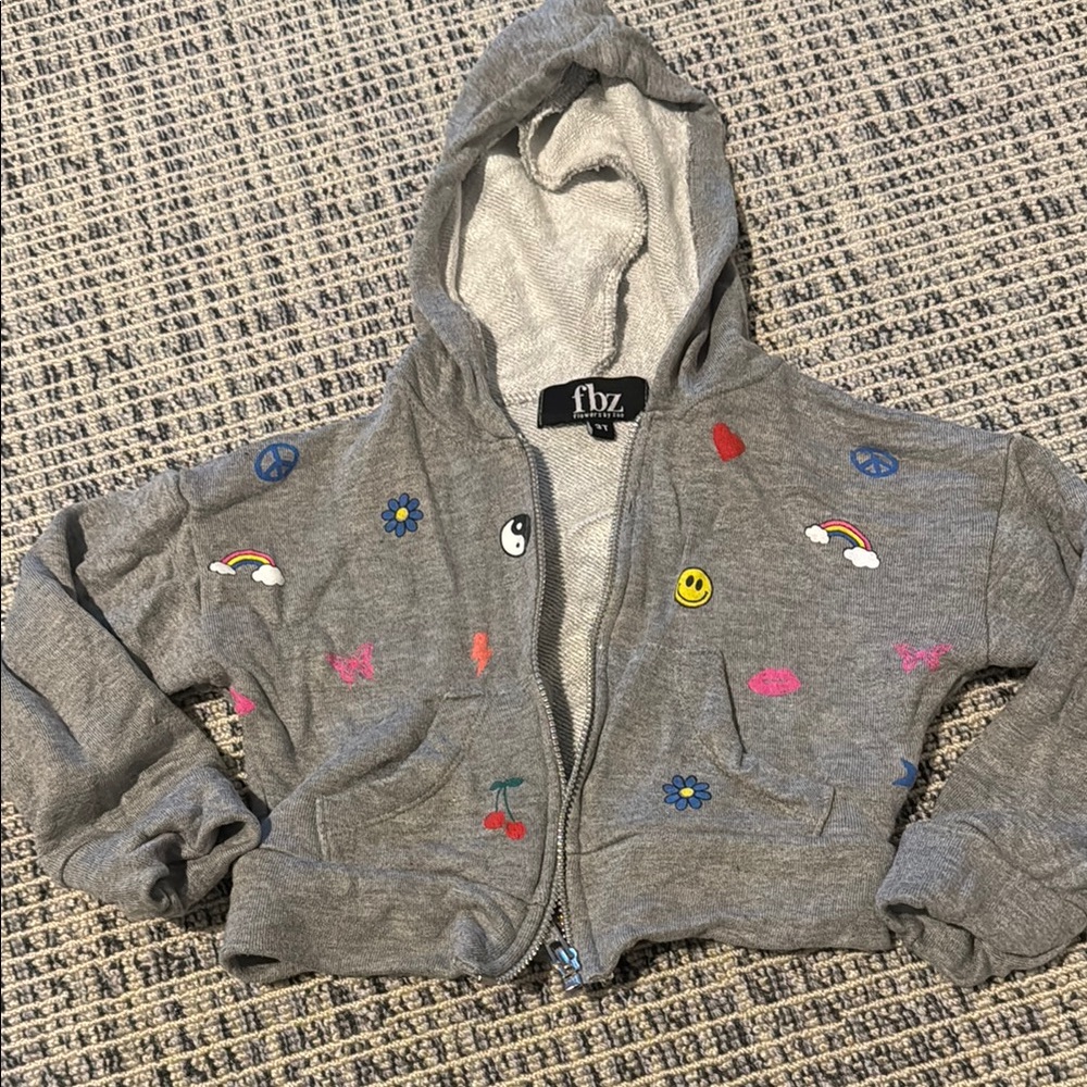 Kids Gray Hoodie with Colorful Patches